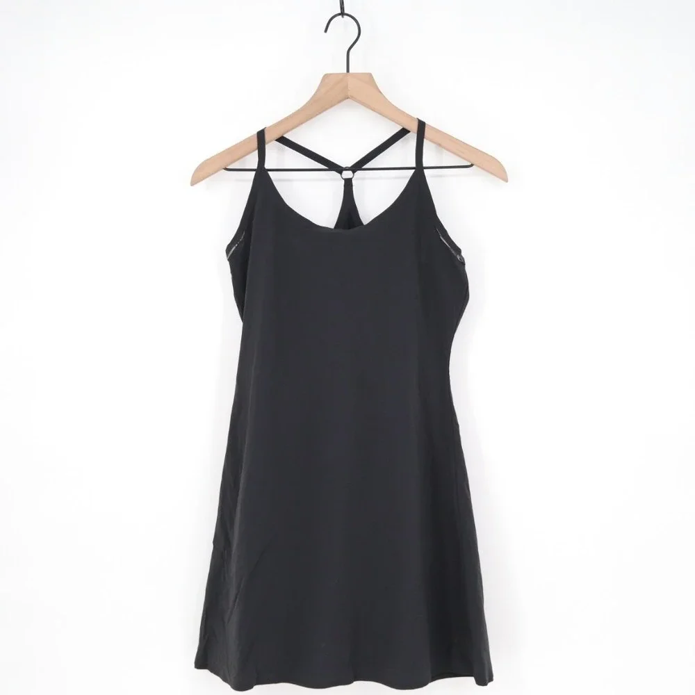 Outdoor Voices Tennis Dress Womens Small Black Racerback Stretch Built-In Shorts